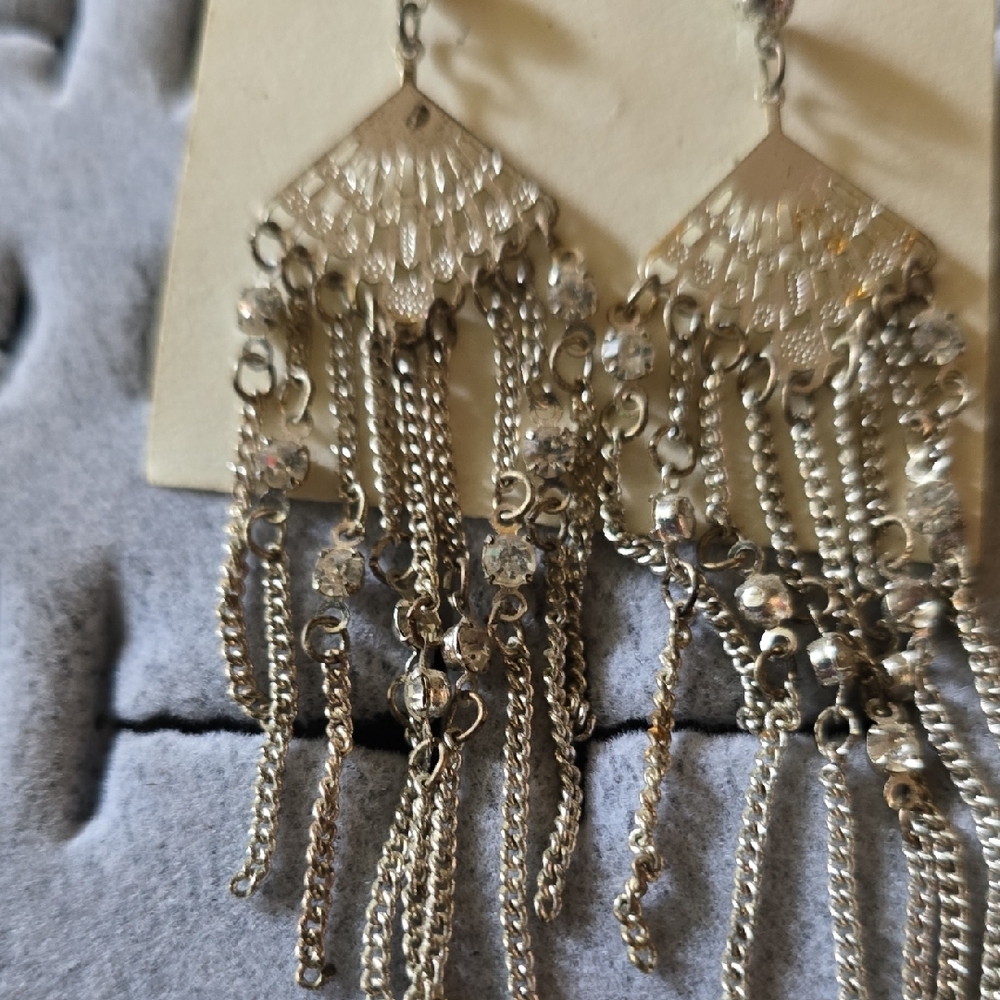 Source Unknown Silver Dangle Earrings - image 4